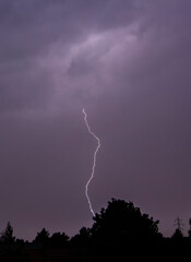 powerful lightning strikes over the night sky