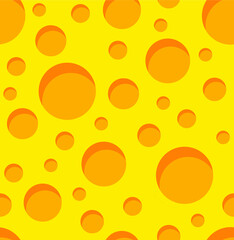 Seamless background of yellow cheese with holes. Cheerful background for fabric, children's postcard, banner. Vector illustration