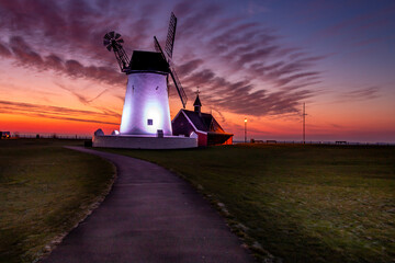 windmill at sunset Lytham St Anne’s Lancashire 