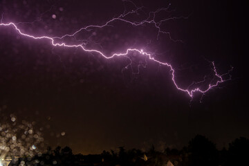 powerful lightning strikes over the night sky 