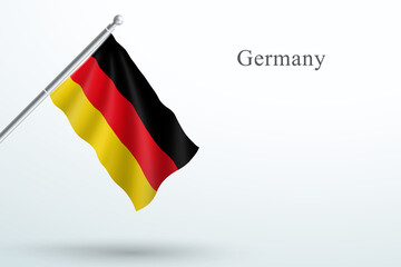 Germany Flag Waving Hanging Down 3d Flagpole Vector
