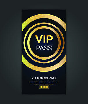 Luxury VIP pass and invitation card with golden style