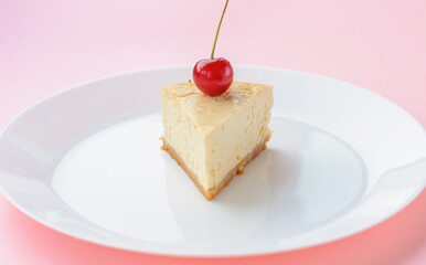 Plain cheesecake on an isolated white background with clipping path.