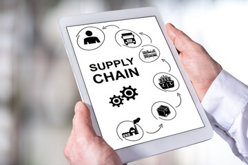 Supply chain concept on a tablet