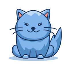 Vector linear cat. Flat outline style.