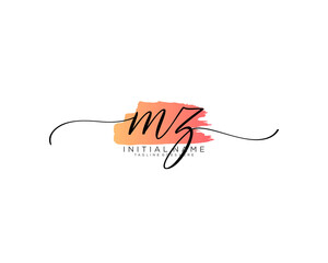 MZ Initial handwriting logo vector