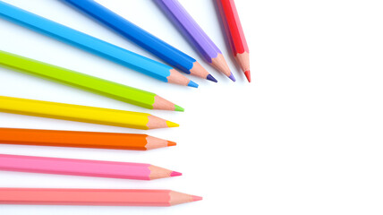 Fototapeta premium Group of colored pencils close-up isolated on a white background