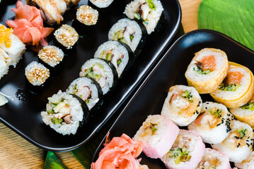 Japanese food, assorted sushi, Colorful sushi composition