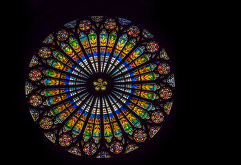 Rose window of Notre dame de Strasbourg in Alsace
