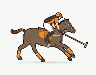 Horses Polo sport cartoon graphic  vector