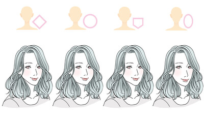 顔型別ヘアスタイルイラスト