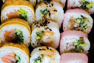 Japanese food, assorted sushi, Colorful sushi composition