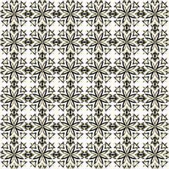 Geometric seamless tiles vector pattern. Black and gold. Retro old mosaic tiles. Decorative textile background.