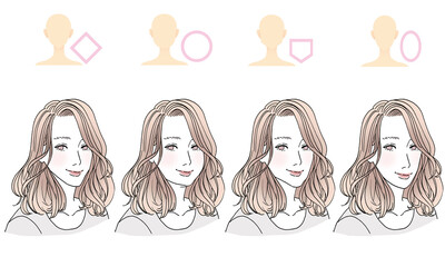 顔型別ヘアスタイルイラスト