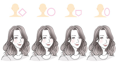 顔型別ヘアスタイルイラスト
