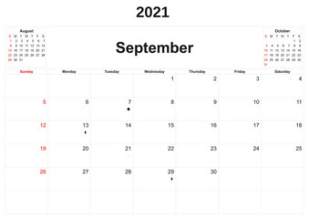 2021 annual calendar with white background.