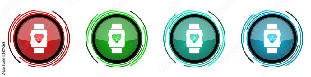 Aufkleber smartwatch round glossy vector icons, smart watch, fitness set of buttons for webdesign, internet an