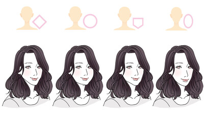 顔型別ヘアスタイルイラスト