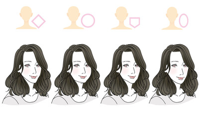 顔型別ヘアスタイルイラスト