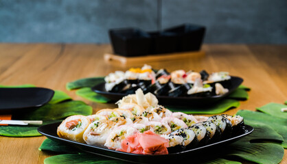Japanese food, assorted sushi, Colorful sushi composition
