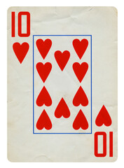 Ten of Spades Vintage playing card - isolated on white (clipping path included)	