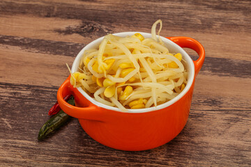 Soy sprout heap in the bowl