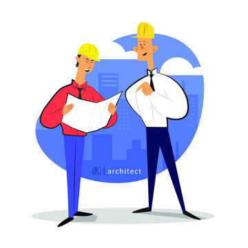 Two man work at architect company vector illustration, design by global stock image dot com