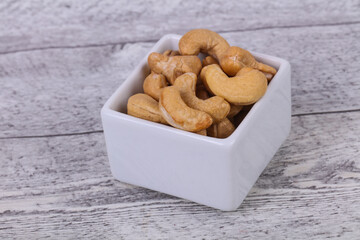 Cashew nuts heap in the bowl
