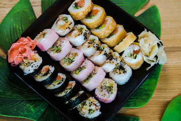 Japanese food, assorted sushi, Colorful sushi composition