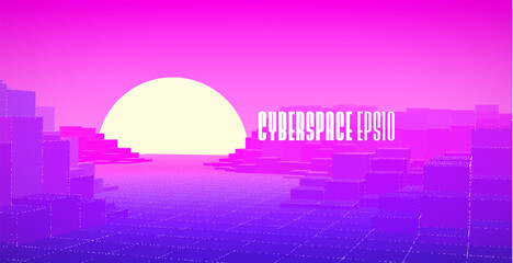 Fototapeta premium Abstract cyberpunk cyberspace for screen wallpaper design. Data grid vector abstract cyberspace background.