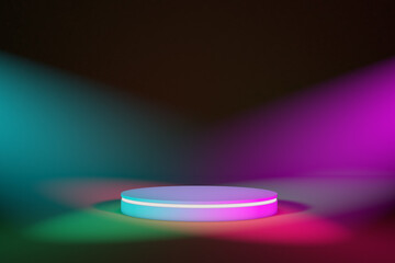 Stage podium with colored lighting