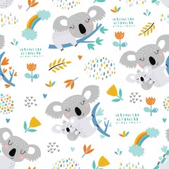 Vector seamless pattern with cute koala  © Angelina De Sol