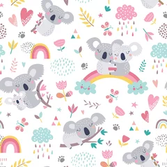 Wall murals Out of Nature Vector seamless pattern with cute koala 