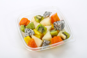 Sliced fruit mix in the box