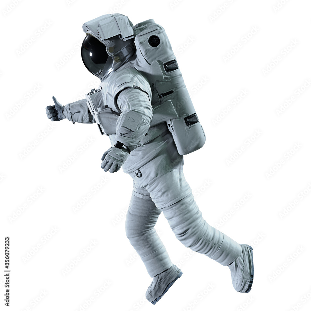 Canvas Prints astronaut showing thumbs up during space walk, isolated on white background