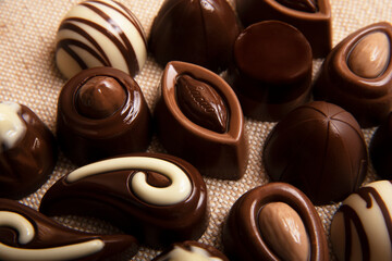 Сhocolate candies on light background