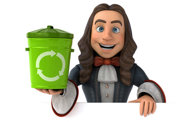 3D Illustration of a cartoon man in historical baroque costume