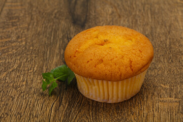 Sweet tasty muffin served mint