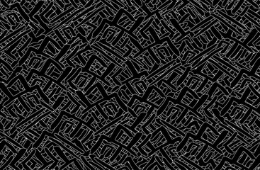 Black and white grunge background. Seamless abstract texture. A chaotic repeating pattern. Pop art handmade art