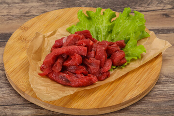 Raw beef meat sliced for cooking