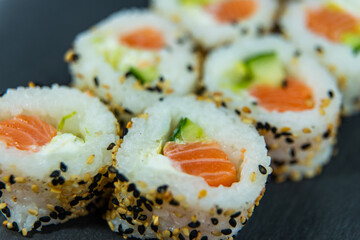 Uramaki on dark surface