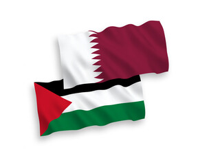 Flags of Qatar and Palestine on a white background