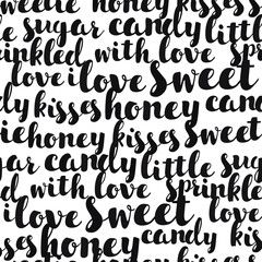 Seamless pattern with international greetings words. Ink illustration. Hand drawn words hello, bonjour, aloha, ola, buon giorno, chao, hi. Handwritten lettering. © iracosma