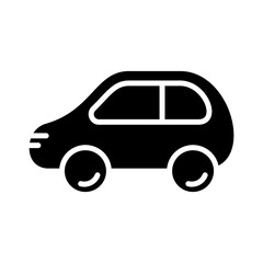 Cutout silhouette Cartoon car icon. Outline logo of passenger transport. Black simple illustration of auto travel, moving, way, route. Flat isolated vector image on white background