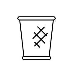 Mesh waste bin. Linear icon of wire trash can. Black simple illustration of metal grid garbage basket. Contour isolated vector emblem on white background