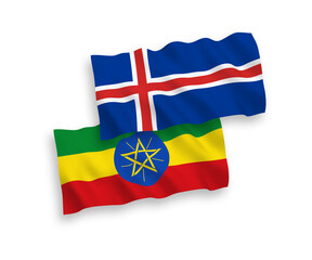 Flags of Iceland and Ethiopia on a white background