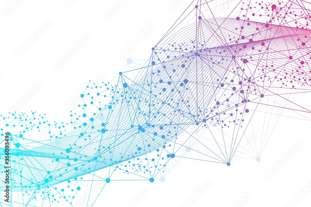 Aufkleber geometric abstract background with connected line and dots. structure molecule and communication. bi
