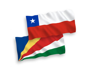 Flags of Chile and Seychelles on a white background