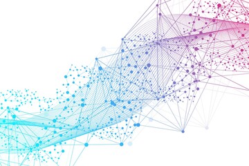 Geometric abstract background with connected line and dots. Structure molecule and communication. Big Data Visualization. Medical, technology, science background. Vector illustration.