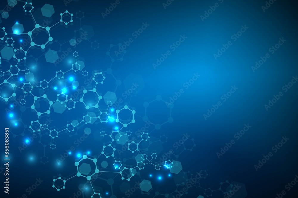 Poster modern futuristic background of the scientific hexagonal pattern. virtual abstract background with p